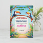 トロピカルジャングルの誕生日パーティー子供へ招待 招待状 (スタンド正面)