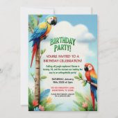 トロピカルジャングルの誕生日パーティー子供へ招待 招待状 (正面)