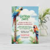 トロピカルジャングルの誕生日パーティー子供へ招待 招待状 (スタンド正面)