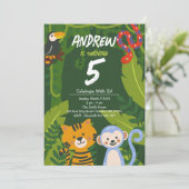 トロピカルジャングルアニマル誕生日招待状 招待状 (スタンド正面)