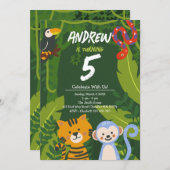 トロピカルジャングルアニマル誕生日招待状 招待状 (正面/裏面)