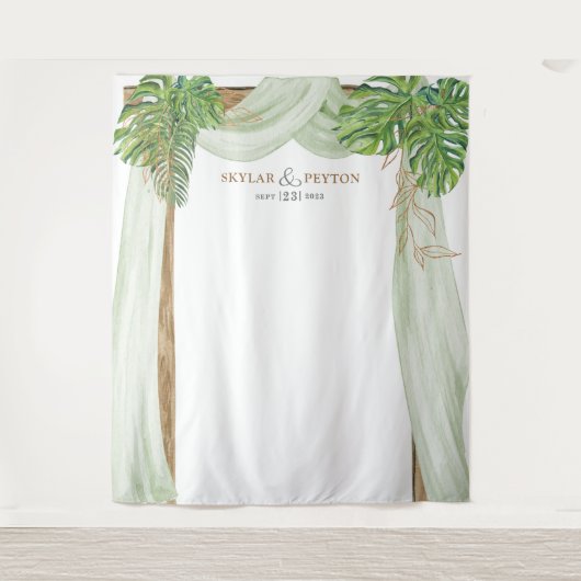 トロピカルジャングルウェディングバックドロップフォトブース タペストリー (正面)