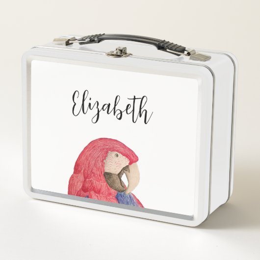 トロピカルジャングルオウムスケッチマカオ メタルランチボックス (正面)