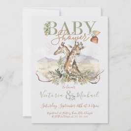 トロピカルジャングルキリンベビーシャワー招待状 招待状