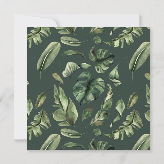 トロピカルジャングルグリーンリー結婚式招待状 (裏面)