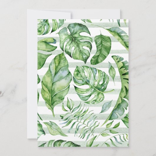 トロピカルジャングルサファリかわいいタイガーガールベビーシャワー 招待状 (裏面)