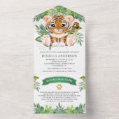 トロピカルジャングルサファリかわいいタイガーベビーシャワー オールインワン招待状 (内側)