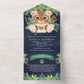 トロピカルジャングルサファリかわいいタイガー海軍ベビーシャワー オールインワン招待状 (内側)