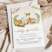 トロピカルジャングルサファリアニマルズガールベビー散水 招待状