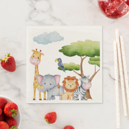 トロピカルジャングルサファリアニマルズ男の赤ちゃん スタンダードランチョンナプキン