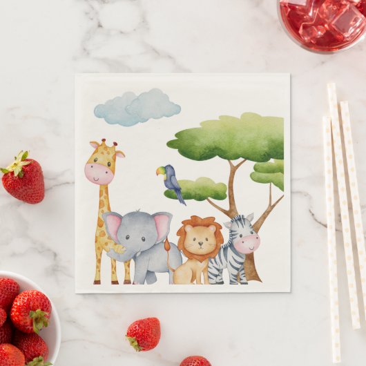 トロピカルジャングルサファリアニマルズ男の赤ちゃん スタンダードランチョンナプキン (インサイチュ)