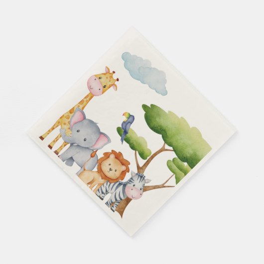 トロピカルジャングルサファリアニマルズ男の赤ちゃん スタンダードランチョンナプキン (角)
