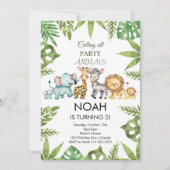 トロピカルジャングルサファリアニマルズ誕生日招待状 招待状 (正面)