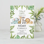 トロピカルジャングルサファリアニマルズ誕生日招待状 招待状 (スタンド正面)