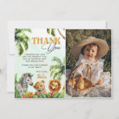 トロピカルジャングルサファリアニマルズ誕生日 サンキューカード (正面)