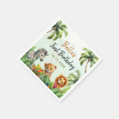 トロピカルジャングルサファリアニマルズ誕生日 スタンダードカクテルナプキン (角)