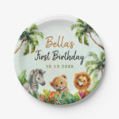 トロピカルジャングルサファリアニマルズ誕生日 ペーパープレート (正面)