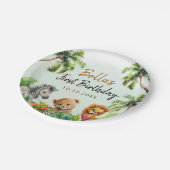 トロピカルジャングルサファリアニマルズ誕生日 ペーパープレート (アングル)
