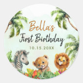 トロピカルジャングルサファリアニマルズ誕生日 ラウンドシール (正面)