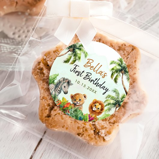 トロピカルジャングルサファリアニマルズ誕生日 ラウンドシール