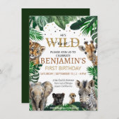 トロピカルジャングルサファリアニマルズ誕生日 招待状 (正面/裏面)