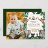 トロピカルジャングルサファリアニマルズ誕生日 招待状 (正面/裏面)