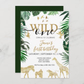 トロピカルジャングルサファリアニマルズ誕生日 招待状 (正面/裏面)