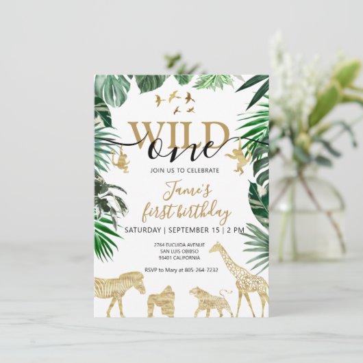 トロピカルジャングルサファリアニマルズ誕生日 招待状 (スタンド正面)