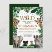 トロピカルジャングルサファリアニマルズ誕生日 招待状 (正面/裏面)