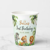 トロピカルジャングルサファリアニマルズ誕生日 紙コップ (正面)