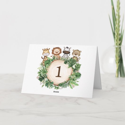 トロピカルジャングルサファリアニマルハッピーバースデーカード カード (裏面)