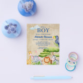 トロピカルジャングルサファリアニマル男の赤ちゃんシャワー チラシ (シングル)