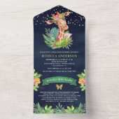 トロピカルジャングルサファリキリン海軍ベビーシャワー オールインワン招待状 (内側)