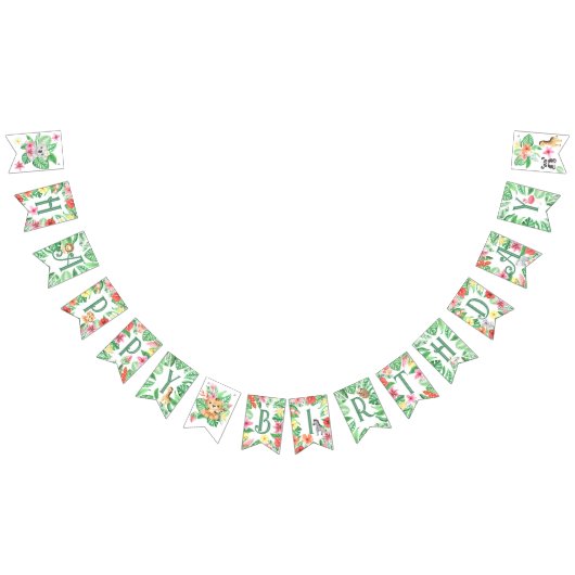 トロピカルジャングルサファリファースト誕生日 バンティングフラッグ (全)