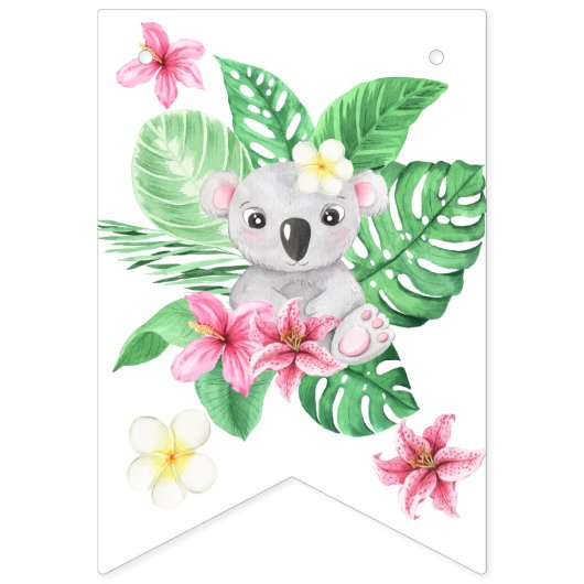 トロピカルジャングルサファリファースト誕生日 バンティングフラッグ (第1の旗)