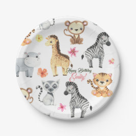 トロピカルジャングルサファリファースト誕生日 ペーパープレート