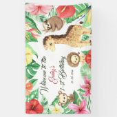 トロピカルジャングルサファリファースト誕生日 横断幕 (縦)