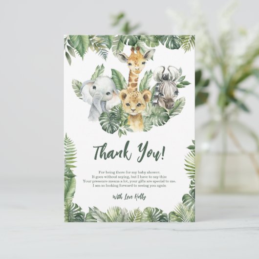 トロピカルジャングルサファリベビーエレファントジラフェゼブラ サンキューカード (スタンド正面)