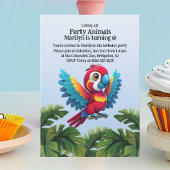 トロピカルジャングルサファリマカオパロットパーティー動物 招待状