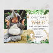 トロピカルジャングルサファリ動物の写真1歳の誕生日 ポストカード (正面)