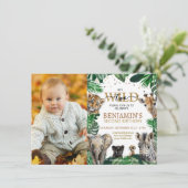 トロピカルジャングルサファリ動物の誕生日 招待状 (スタンド正面)