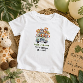 トロピカルジャングルサファリ動物ボーイベビーシャワー ベビーTシャツ