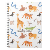 トロピカルジャングルサファリ野生動物パターン ノートブック (正面)