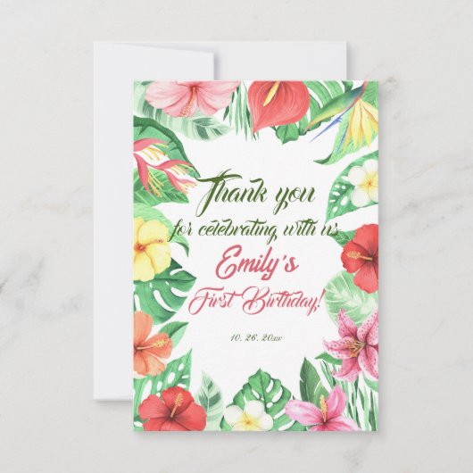 トロピカルジャングルサファリ ファーストバースデー サンキューカード (正面)