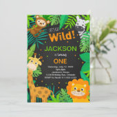 トロピカルジャングルサファリ ブラック バースデー インビテーション (スタンド正面)