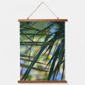 トロピカルジャングルシェードのブルーグリーンとイエロー 吊り下げ型タペストリー (正面)