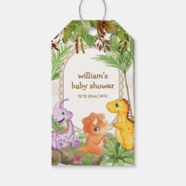 トロピカルジャングルジュラシック恐竜ベイビーシャワー ギフトタグ