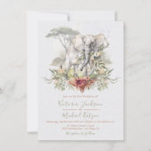 トロピカルジャングルゾウのウェディング招待状 招待状 (正面)