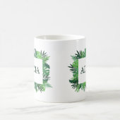 トロピカルジャングルパーム離れ名前をカスタムする コーヒーマグカップ (中央)