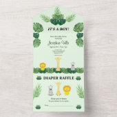 トロピカルジャングルベビーシャワー招待状 オールインワン招待状 (内側)